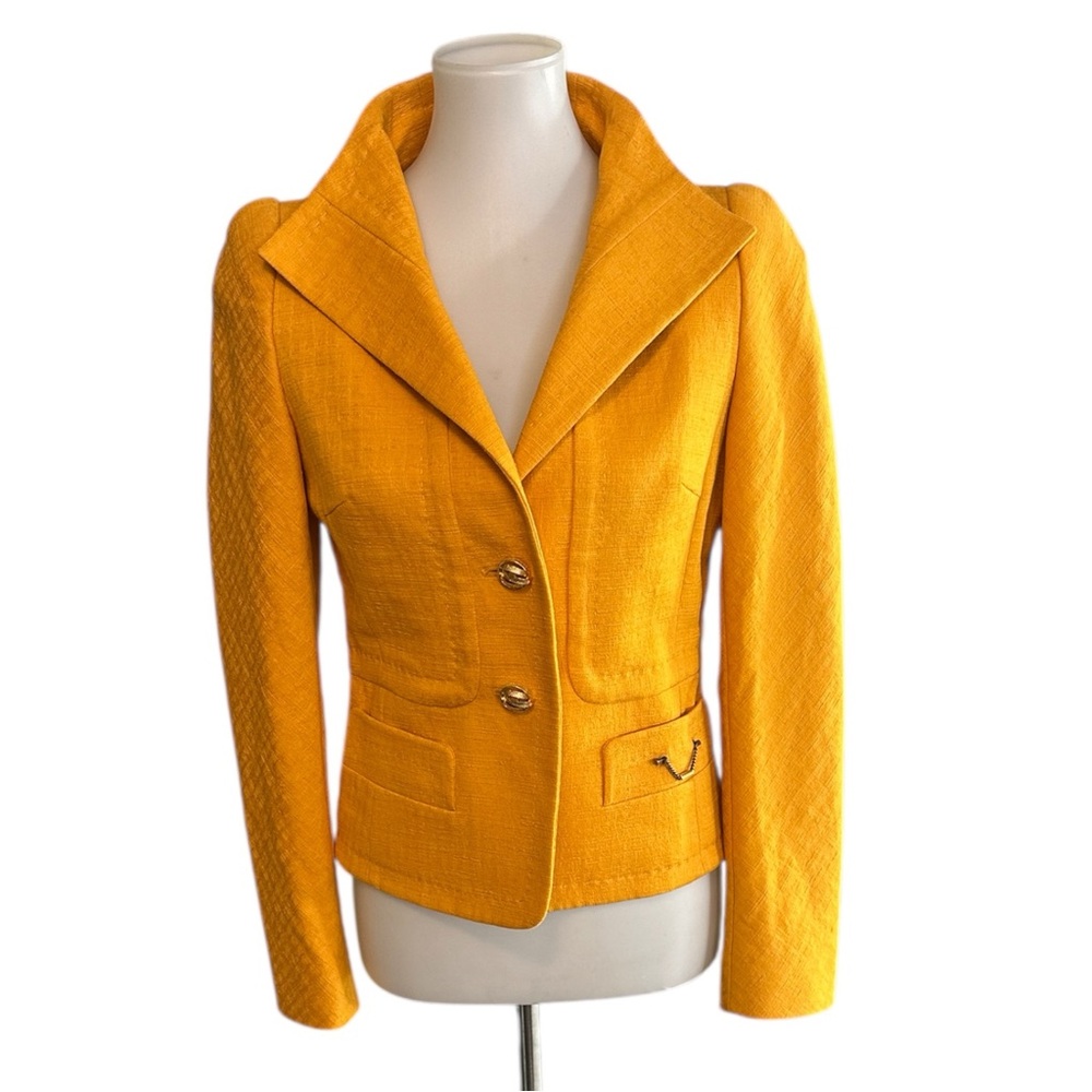 Escada Yellow Button Blazer Jacket Size 34